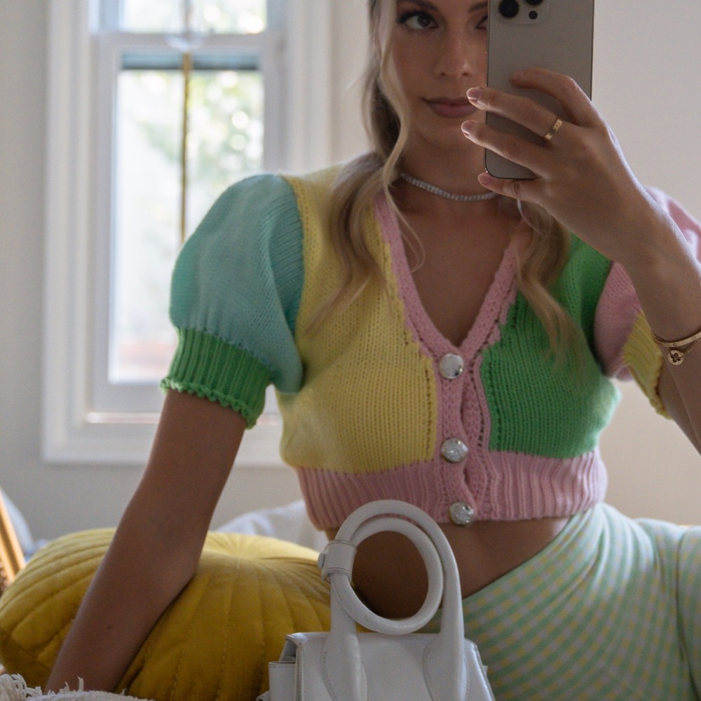 NEW color block cropped sweater by LavaPeach